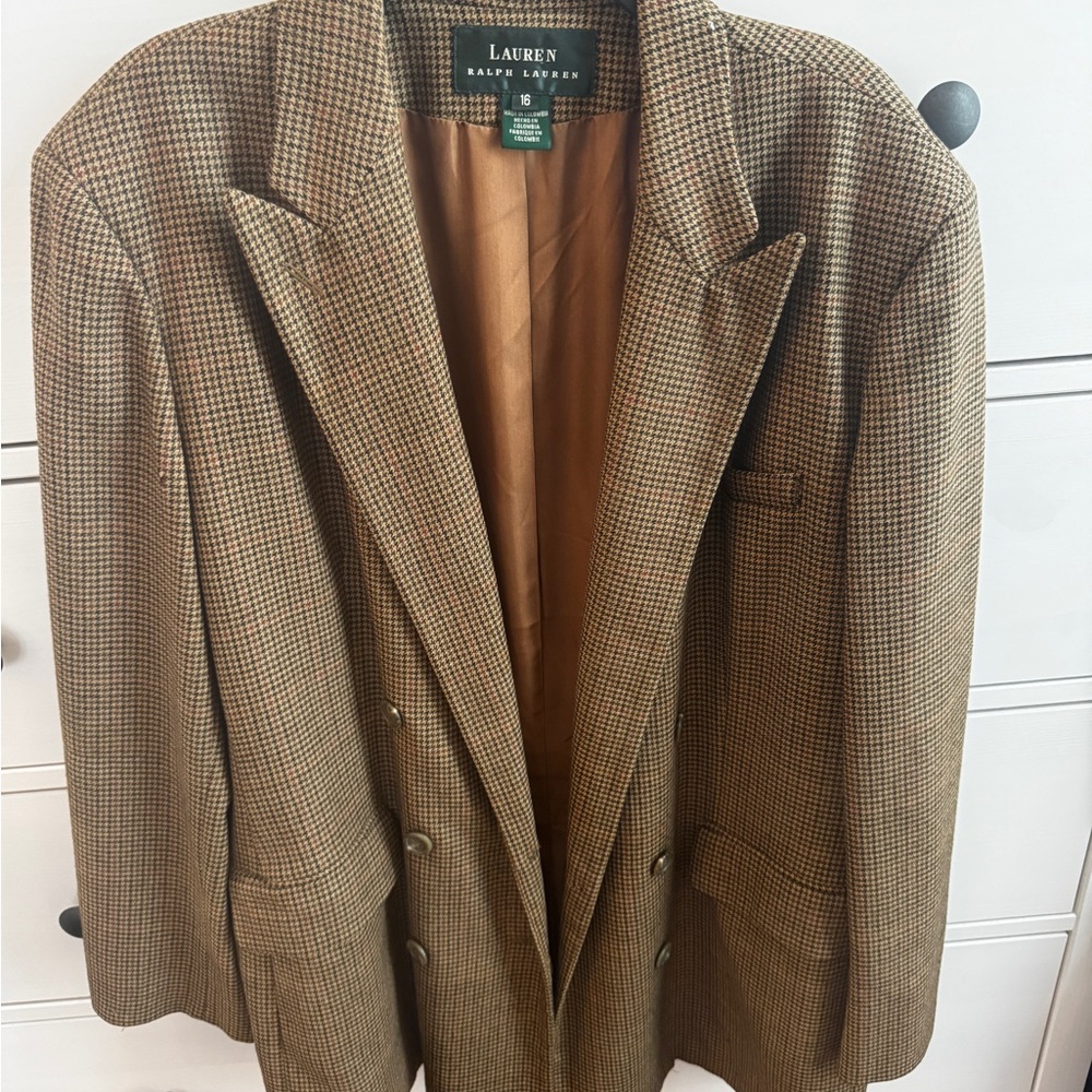 Ralph Lauren Tan Houndstooth Blazer